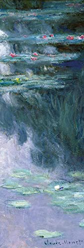 1art1 Claude Monet Poster Seerosen, 1907 (dunkelblau) Bilder Leinwand-Bild Auf Keilrahmen | XXL-Wandbild Poster Kunstdruck Als Leinwandbild 150x50 cm