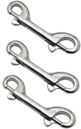 3 Stück Doppel Karabinerhaken Edelstahl Schnapphaken 90mm Bolzenschnapper Karabiner Ketten für Hundeleinen Bergsteigen Hängematte Klettern