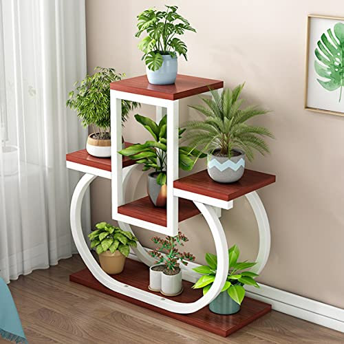 ALFAAL Pflanzenständer Metall, Blumenständer for drinnen und draußen mit 4 Stufe, Blumenregal for Wohnzimmer, Ecke, Balkon, Büro, Rasen (Color : 1)