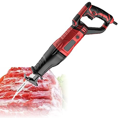 Professionell bensåg elektrisk, 1050 W köttsåg i rostfritt stål för skärning av fryst kött, ben och skinka, hastighetsjusterbar,Red