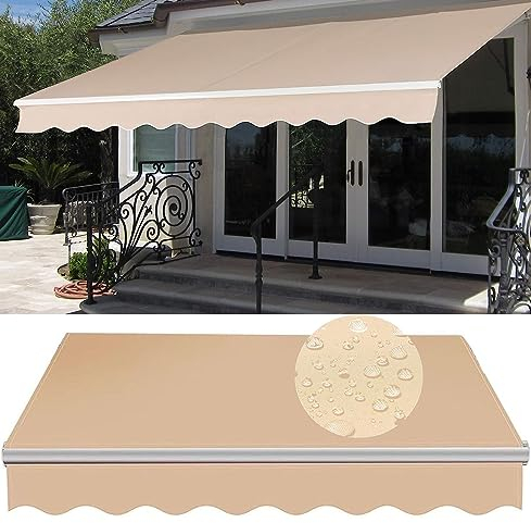 Ausziehbare Ersatzstoffabdeckung für Garten/Terrasse, Querbehang, wasserabweisend, Polyester, Sonnenschutz, Segeltuch, für Hof, Deck, Perg (Größe: 2,4 x 2,1 m, Farbe: Beige)
