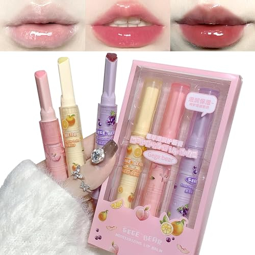 3 Stück Jelly Lipstick Gift Set, Tinted Heart Shape Lip Stain Lip Gloss Mirror Hydrating Jelly Love Lipstick, Moisturizing Tinted Lip Balm, Vivid Color Glossy Lip Makeup for Girls (C)