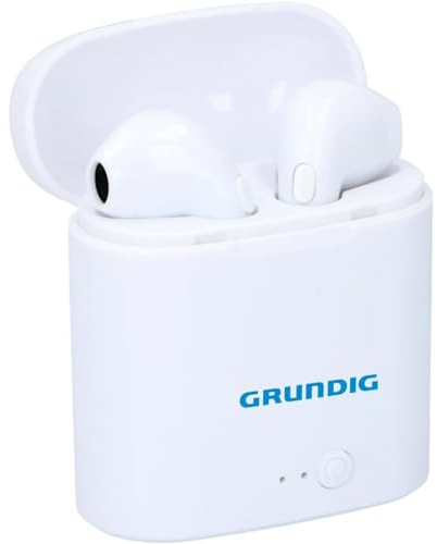 GRUNDIG Auricolari senza fili, auricolari Bluetooth, auricolari in-ear da 400 mAh, colore: bianco