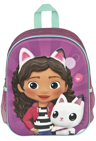 Undercover - Sac à dos 3D de Gabby's Dollhouse - Sac à dos pour enfants avec motifs de Gabby - Bretelles réglables - Avec poches latérales en filet - À partir de 4 ans