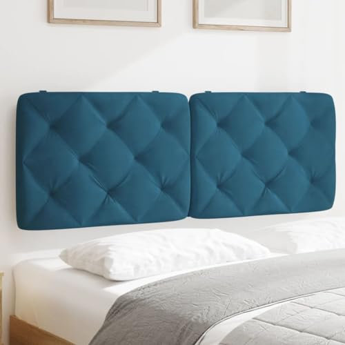 Homgoday Kopfteil-Kissen Bett Kopfkissen Kopfteilpolster Kopfpolster Rückenkissen Wandkissen Bettkopfteil Rückenlehne für Bett Schlafzimme Blau 140 cm Samt