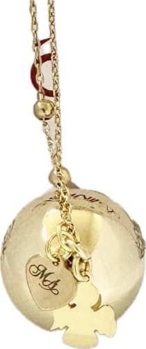 MODA MavillA Collier motif anges, grossesse, rappel des anges, boîte cadeau incluse, collier long grossesse, boule sonore, pendentif en argent 925, Large, Argent
