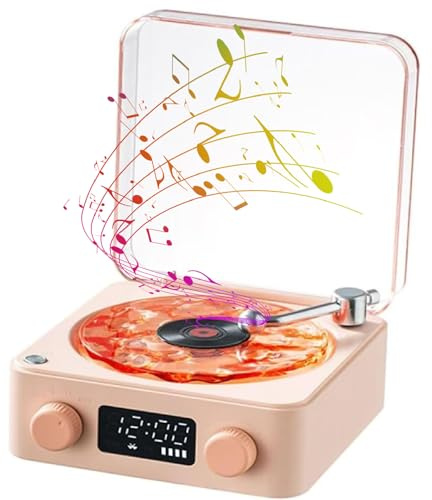 The Waves Player, Wave Bluetooth Speaker, Creative Stile Giradischi in Vinile Vintage con Luce Ambientale Regolabile per Camera da Letto, Suono 'oceano Rumore Bianco (Rosa)