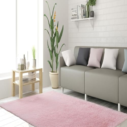 STGAO Alfombras Dormitorio 90 x 140 cm Lavable Antideslizante Alfombra Esponjosa de Cama Esponjoso Adecuado para La Decoración de Salas de Estar y Dormitorios, Rosa