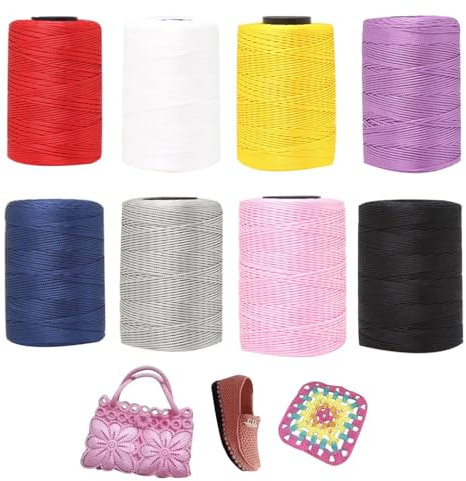 OuLi Store 8 Stück Häkelgarn, 1 mm, Eis, Leinen, Seide, Handstrickgarn, für Sommer, Sonne, Makramee, Hut, Hohlgarn zum Basteln, Sommer, Cool Hut, Schuhe, Taschen, Kissen
