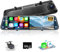 Alpinetech 12 Zoll 4K Rückfahrkamera Spiegel mit Wireless CarPlay Android Auto, Dashcam Auto Spiegel mit Einparkhilfe G-Sensor Loop-Aufnahme Bluetooth Mirror Link WDR AUX 64G SD-Karte HD Touchscreen