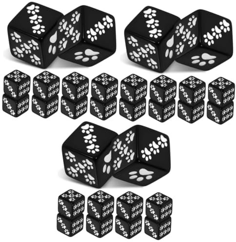 KOMBIUDA 30stücke Cartoon Paw Pattern Würfel Aus Resin Leichte Spielwürfel Für Partys Und Lehrmittel Wiederverwendbar Und Tragbar Für Brettspiele Und Spielzeug