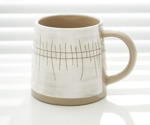 Taza de té de la tarde pintada con tinta de conejo, taza de cerámica gruesa, taza antigua de 420 ml, taza de café de gran capacidad, taza de café de cerámica para oficina (D 420 ml)