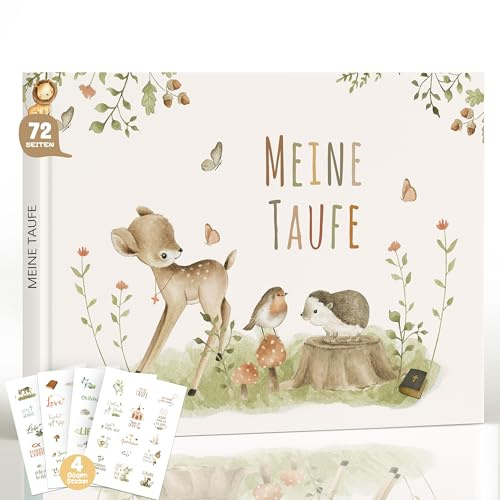 Hyggartn Mein Taufbuch mit Fragen zum Ausfüllen – Gästebuch & Erinnerungsalbum für Mädchen & Jungen – 72 Seiten inkl. Sticker – Schönes Taufgeschenk