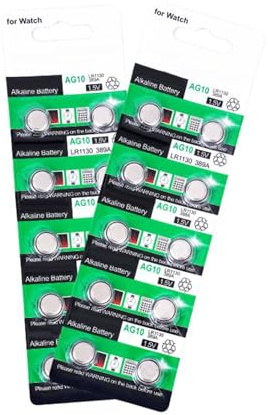 Hrtyvhin Lot de 20/10 piles alcalines AG10 LR1130 LR54 - 1 5 V - 1 pile 5 V - Pour montres, calculatrices, jouets électroniques