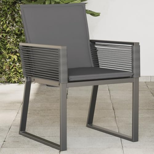 Emmtore Gartenstühle mit Kissen 4 STK. Gartensessel Stuhl für Garten Balkon Terrasse, Sessel Stuhlset Gartenmöbel Schwarz Poly Rattan