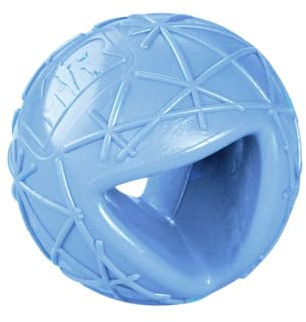 Martin Rütter Funkyball – robuster Spielball für Hunde, befüllbar, aus 100% Naturmaterial, unvorhersehbar hüpfend, fördert Bewegung und geistige Auslastung (Metallic-Blau)