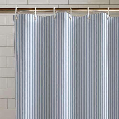 Duschvorhang 240x200 Antischimmel Blau-Weiße Streifen Duschvorhang Modern, Duschvorhänge Wasserdicht Polyester Stoff Waschbar Bad Vorhäng für Badzimmer badewanne mit 12 Haken a.398
