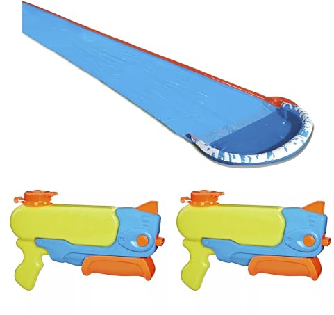 BANZAI Outdoor Party Pack: 1 Rasen-Wasserrutsche 4,88m & 2 Wasserblaster kompatibel mit NERF Super Soaker Wave Spray