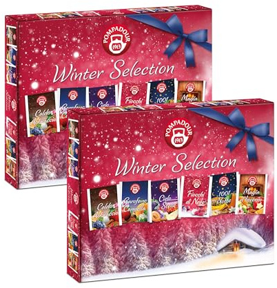Pompadour, Winter Selection (2 box da 30 filtri), Infusi Invernali, Garofano Cannella, 1001 Notte, Caldo Abbraccio, Fiocchi di Neve, Magia d'Inverno, Cielo di Stelle, Senza Lattosio e Allergeni, Vegan