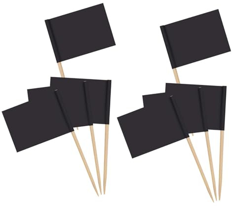 HYTROVE 200 Stück Schwarze Cocktail Flaggen aus Papier und Holz Leichte und Einfach zu Verwendende Dessert Toppings für Muffins und Früchte Partydekoration