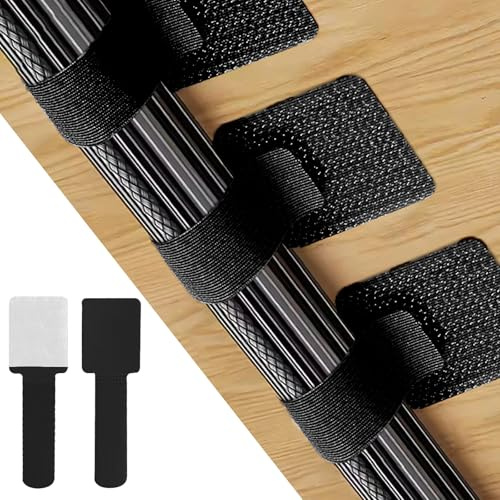 KASESSS 50 Pezzi Fascette Fermacavi Adesivi Da Sotto La Scrivania, Riutilizzabili Cable Management Ganci E Anelli Senza Foratura Retro Adesivo Raccogli Cavi, Fascette Per Cavi Per Casa Ufficio Nero