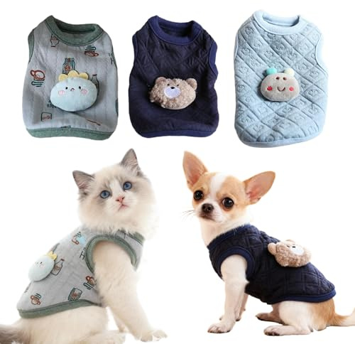 XXS Dog Sweater 3 Pack, Dog Sweater for Small Dogs Teacup Chihuahua Yorkie Puppy Clothes Cute Cat Kitten Sweaters