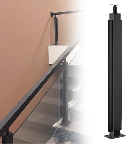 Pali per ringhiera per scale in acciaio inossidabile, balaustre quadrate in vetro per recinzioni interne ed esterne, sistema di ringhiera (C-MID, altezza 60 cm)