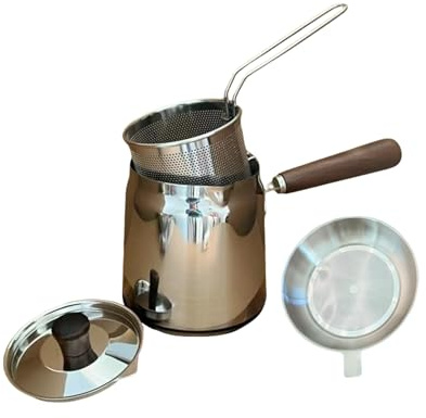 Friggitrice In Acciaio Inossidabile,In Acciaio Inossidabile Doppio Strato Con Cestello E Colino - Pentola Per Frittura Profonda,Per Pancetta Patatine Pesce Campeggio Casa Fornello Griglia