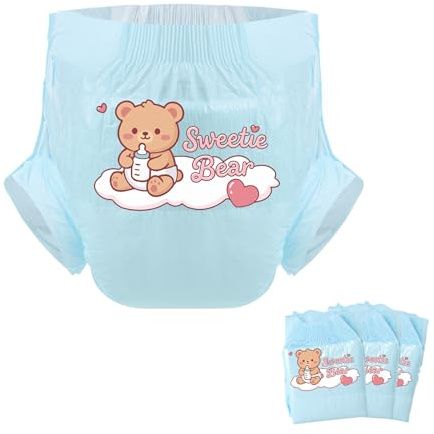 Pannolini per adulti CutiePlusU, 3 pezzi, asciugatura rapida e assorbenza massima durante la notte, monouso – Sweetie Bear Blu (XL 110-158CM)