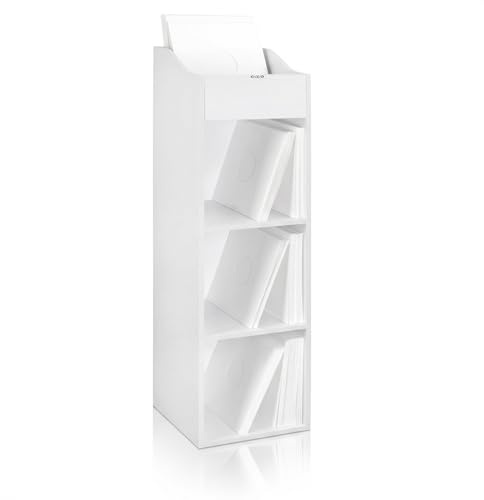 Zomo VS-Box 100/4 Vinyl Aufbewahrungsbox - 370 x 335 x 1270 mm - Weiß - MDF Holz - Regal für Schallplatten 400 bis 480 LPs