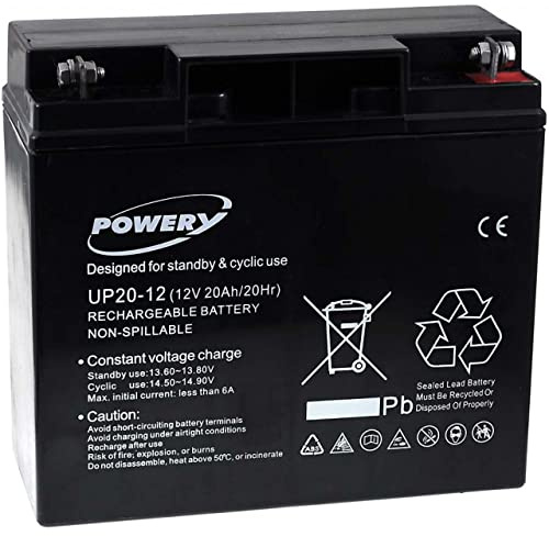 Powery Batería de Gel UP20-12 12V 20Ah (Reemplaza también 18Ah)