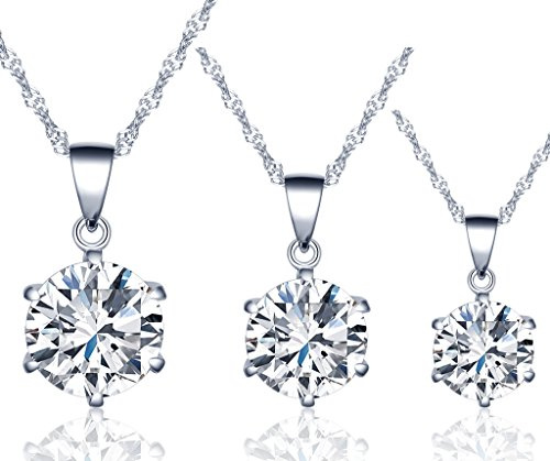 Unendlich U Halskette mit 6 einfachen Krallen mit eingelegtem Diamant - 925 Silber und Zirkonia - für Frauen und Mädchen