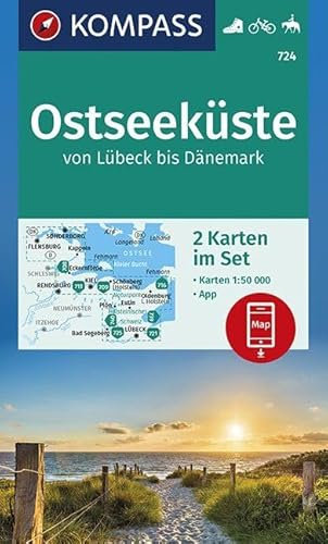 KOMPASS Wanderkarte Ostseeküste von Lübeck bis Dänemark: 2 Wanderkarten 1:50000 im Set inklusive Karte zur offline Verwendung in der KOMPASS-App. ... Reiten. (KOMPASS-Wanderkarten, Band 724)