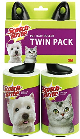 Scotch-Brite Pet Hair Lint Roller Twin Pack, Picks Up Fur On Furniture, And Clothes, 2 Rollers, 70 Sheets Per Roller, 140 Sheets Total