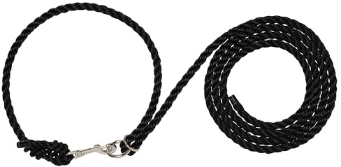 Weaver Livestock Adjustable Poly Neck Rope Cattle Halter, Modern Style Tying Cow Calf Halter, Livestock Handling Equipment for Showing, Black