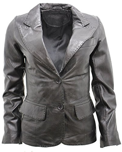 Infinity Giacca Casual del Blazer di Cuoio Nero delle Signore 18