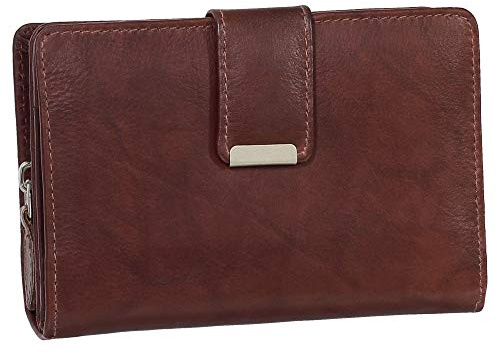 Ledershop24 RFID Damen Leder Geldbörse Portemonnaie Geldbeutel - Geschenkset + exklusiven Schlüsselanhänger - Farbe Braun