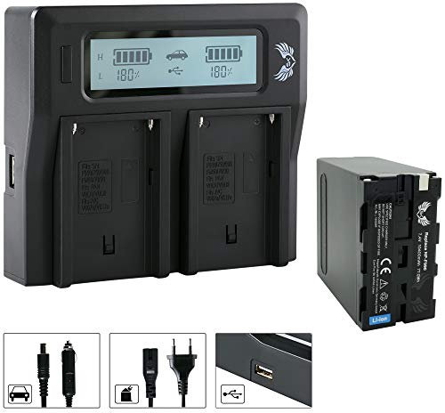 SK Akku Ersatz für Sony NP-F990 |- 10400mAh -| + LCD Dual Charger für Sony Akku NP-F550 NP-F750 NP-F960 NP-F970 NP-F980 // Blitzgeräte Videoleuchten