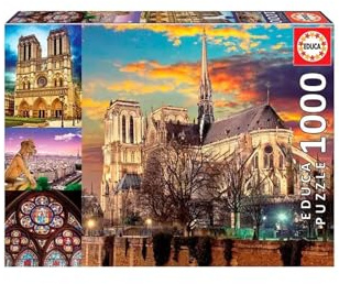Educa - Puzzle de 1000 Piezas para Adultos | Collage Notre Dame. Incluye Pegamento Fix Puzzle. A Partir de 14 años (18456)