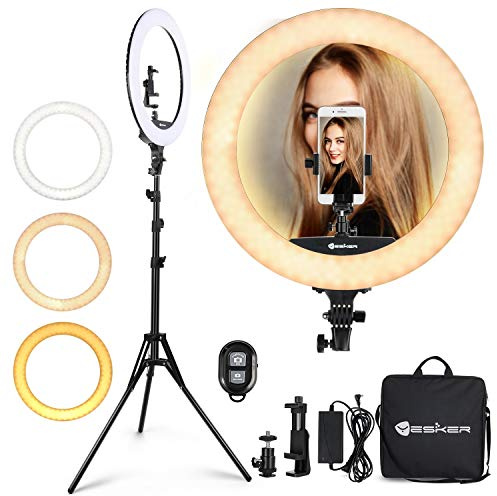 Ring Light 18 Inch LED Ringlight Kit with 73 inch Tripod Stand with Phone Holder Adjustable 3200-6000k Color Temperature Circle MUA Lighting for Camera for Vlog, Makeup,Youtobe, Video Shooting, Selfie
