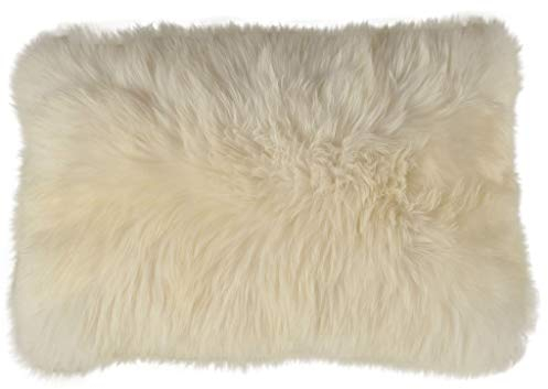Lammfell Kissenbezug Fell Kissen Creme Weiss 40 x 60 cm aus schwedischem echtes Lammfell Schaffell Kissen