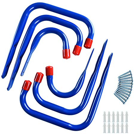 ESTEXO Montagehaken Wandhaken 6er Set Allzweck Haken Set Universalhaken Gerätehalter Garagen-Haken Wandhalterung (Blau)