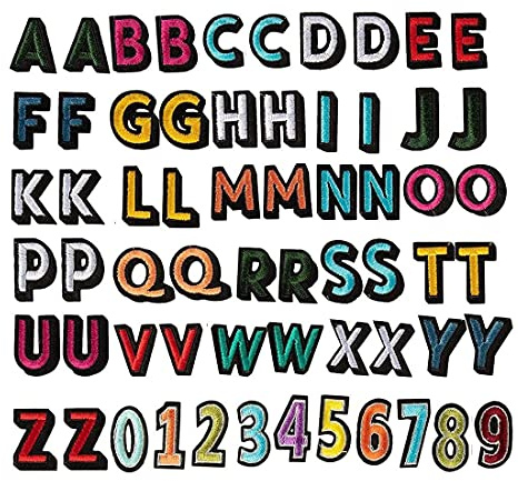 Tiardey 62 STK. Alphabet Buchstaben- und Zahlenaufnäher - Gestickte Aufbügeln und Aufnähen von Applikationen für Hüte, Jacken, Hemden, Jeans und Basteln