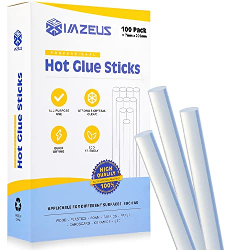 IMZEUS 100tlg Klebesticks 7 x 200 mm Heißklebesticks für Heißklebepistolen, Transparente Heißklebestifte Heimwerken Reparieren Dekorieren