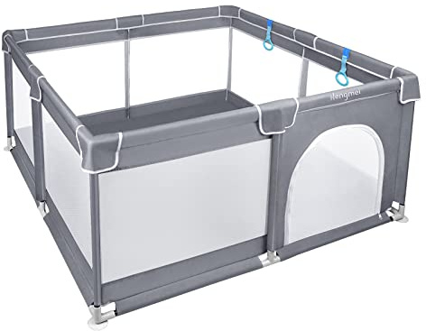 HENGMEI Baby Laufgitter Laufstall Absperrgitter 127x127cm Aktivitätszentrum mit Rutschfester Basis, atmungsaktivem Netz Sicherheitsspielplatz (127 X 127cm)