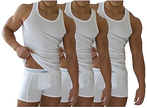 3PK Mens Sleeveless Vests 100% Cotton Gym Top Summer Training Gym Bodybuilding Tank Tops Basic Plain Colour Casual Undershirt (XL) White