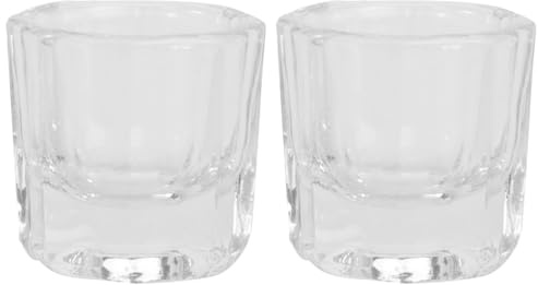FOMIYES Juego de 2 Vasitos de Cristal para Uñas Acrílicas Profesional Godete Recipiente Monómero Líquido Dappen Plato Herramientas Manicura Transparente Vaso Vidrio Sin Tapa