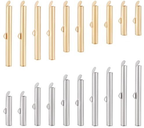 UNICRAFTALE Ca. 60 Stück 2 Farben Edelstahl Schiebe Verschluss Rohre Crimp Endrohr Für Runde Schieber Endkappen Crimp Rohr Schnallenverschlüsse Für Perlenwebstühle Multi Strand Halskette Schmuck