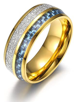 Stfery Freundschaftsringe Beste Freundinnen, Damenring 65 Gold Kohlefaser-Holzspäne Schmuck Geschenk