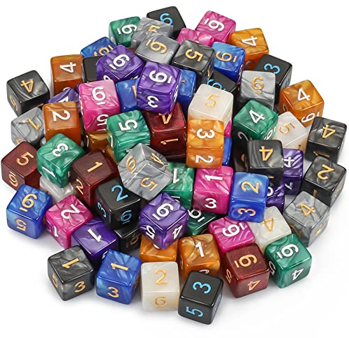 YILAIDA 100 Stück Polyedrische Würfel Set mit Beutel (6 Seitige)